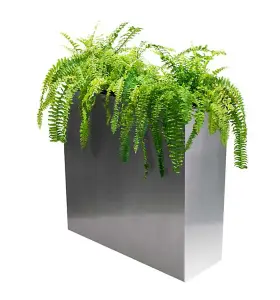 Primrose Garden Zinc Tall Trough Planter with Insert Silver 80cm