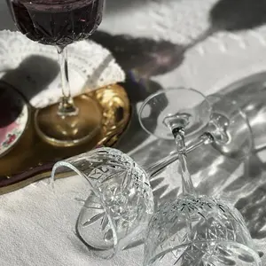 Queensway Home & Dining 160ml 4 Pcs Cut Crystal Cocktail Goblets Sets Traditional Glasses