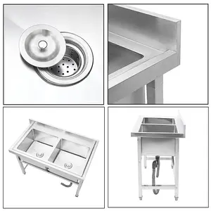 110cm Stainless Steel Commercial Catering Kitchen Sink Single Bowl with Left Drainboard