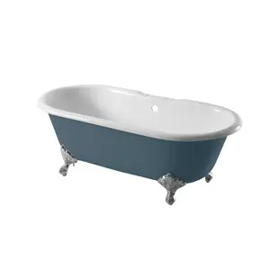 Arroll Moulin Gloss Blue Roll-top Double ended Bath with 2 Tap holes (L)170cm (W)77cm