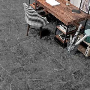 24Pcs Dark Grey 3D Stone Marble Effect Self Adhesive PVC Floor Vinyl Tiles Covering 5m²