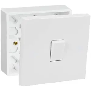 10A Single One Gang Two Way Light Switch & Premium Single Surface Mount 25mm Pattress Box 1 Gang Set