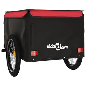 vidaXL Bike Trailer Black and Red 45 kg Iron