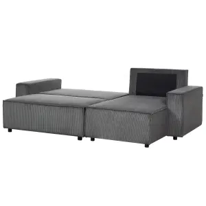 Sofa Bed ABACKA Graphite Grey Corduroy Left Hand