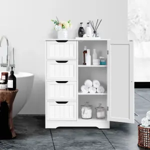 Yaheetech Free-Standing Bathroom Storage Cabinet with Drawers and Shelves - White