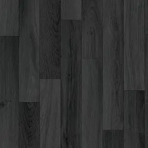 Black Modern Wood Effect Anti-Slip Vinyl Flooring For Kitchen, Bathroom, 2.0mm Thick Vinyl Sheet-2m(6'6") X 2m(6'6")-4m²