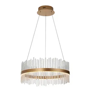 Luminosa Trapani Pendant Ceiling Light Brushed Gold Plated, Clear Glass