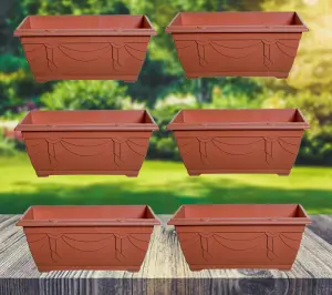 6 x 40cm Small Plastic Venetian Window Box Trough Planter Pot Terracotta Colour