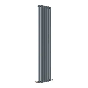 Vertical Anthracite Single Oval Panel Radiator (H)1800mm x (W)354mm, 3764 BTU.