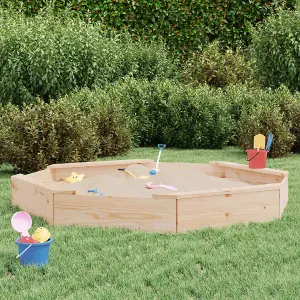 Berkfield Sandbox with Seats Octagon Solid Wood Pine