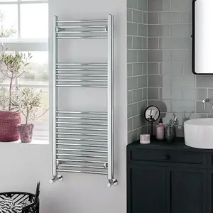 Bray Heated Towel Rail For Central Heating, Straight, Chrome - W500 x H1000 mm