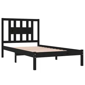 Berkfield Bed Frame Black Solid Wood Pine 100x200 cm