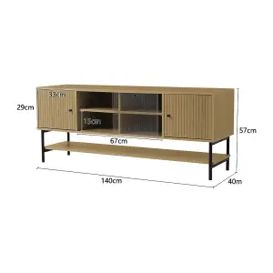 Metal Leg Wooden TV Stand with Ample Storage Space