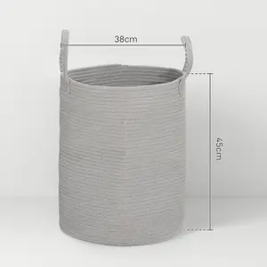 Laundry Basket Grey / 45cm H x 38cm W x 38cm D