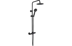 Aquarius Matt Black Exposed Thermostatic Bar Valve Overhead and Handheld Shower AQSH0694