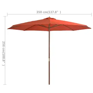 Berkfield Outdoor Parasol with Wooden Pole 350 cm Terracotta