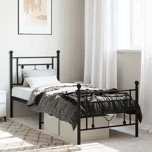 Berkfield Metal Bed Frame without Mattress with Footboard Black 75x190cm