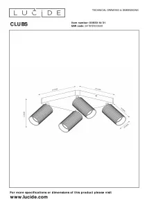 Lucide Clubs Modern Ceiling Spotlight - 4xGU10 - White