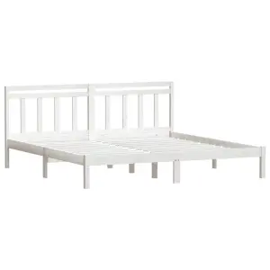 Berkfield Bed Frame White Solid Wood Pine 200x200 cm