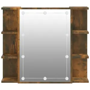 Berkfield Mirror Cabinet with LED Smoked Oak 70x16.5x60 cm