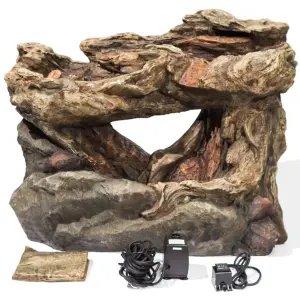 Primrose Montana Falls Log and Rock Effect Cascade Water Feature Garden Fountain with Lights H77cm