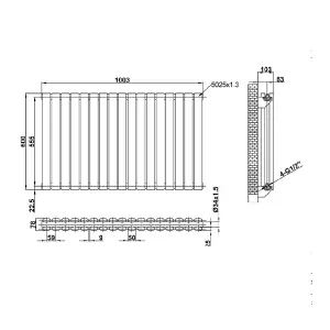 Kensington White Double Horizontal Radiator - 600x1000mm