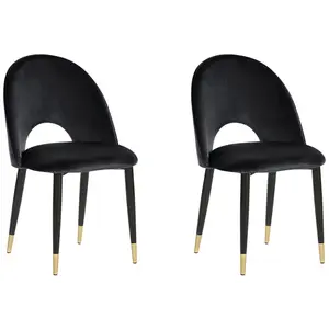 Set of 2 Dining Chairs MAGALIA Velvet Black