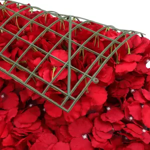 Artificial Flower Wall Backdrop Panel, 60cm x 40cm, Dark Red