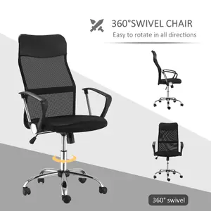 HOMCOM Executive Office Chair High Back Mesh Back Seat Desk Chairs, Black