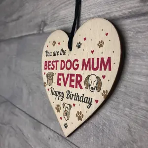 Red Ocean Funny Mum Birthday Gift Mum Birthday Card Wooden Heart Best Dog Mum Gifts Humour Dog Gifts