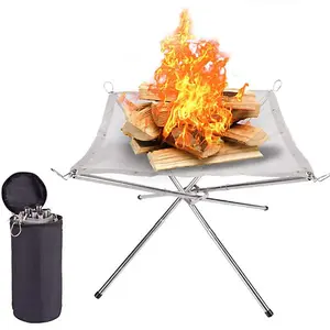 Outdoor camping foldable bonfire rack Convenient 304 stainless steel fire rack