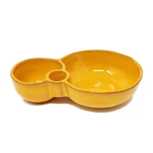 Selena Glazed Hand Dipped Solid Colour Kitchen Dining Olive Dish Orange (L) 18cm