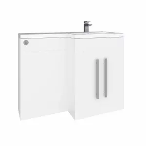 Rinse Bathrooms 1100mm RH Vanity Unit with Basin and Back to Wall Unit Bathroom Storage Unit Free Standing White Painting