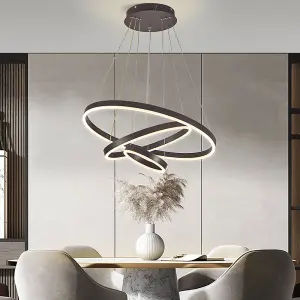 Modern 3 Tier Aluminum Round Adjustable Linear Hanging LED Ceiling Pendant Light Dimmable