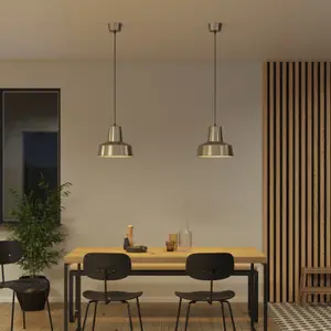 GoodHome Orous Geometric Satin Pewter effect LED Pendant ceiling light, (Dia)320mm