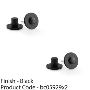 2 PACK - Modern Knurled Thumbturn & Release Lock - Matt Black - Bathroom Door WC