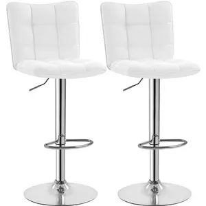 Color Upholstered Counter Stool with Metal Frame (Set of 2) White