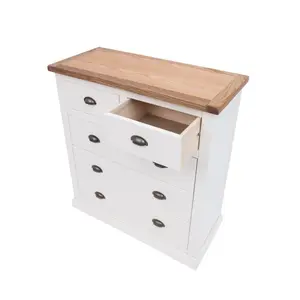 Cosenza 5 Drawer Chest of Drawers Brass Cup Handle