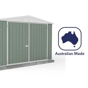 Absco 10ft x 15ft Garden Utility Workshop Green Apex Roof Storage Shed Double Doors