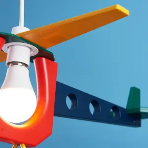 ValueLights Children's Multi-Coloured Helicopter Ceiling Pendant Light Shade