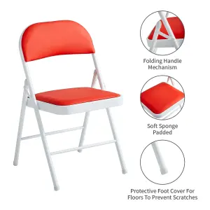 Mcc Direct Single Folding Dining Chair Metal Frame Padded Seats Red