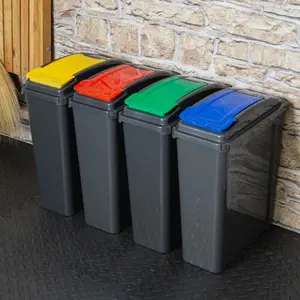 Yellow 25L Slimline Kitchen Bin Wham Recycling Rubbish Waste Dustbin Flip Top Lid