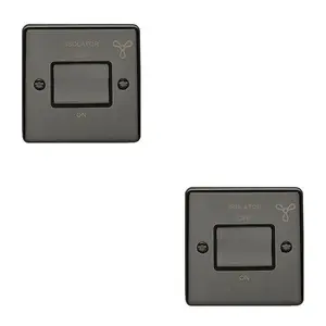 2 PACK 6A Extractor Fan Isolator Switch BLACK NICKEL & Black Trim 3 Pole Shower