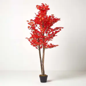 Homescapes Red Maple Tree Artificial Plant with Pot, 160 cm