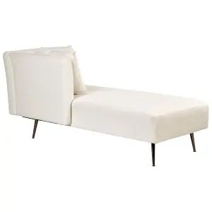 Right Hand Fabric Chaise Lounge White RIOM