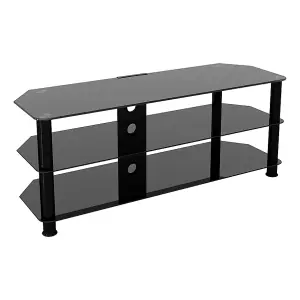 AVF Classic 1.25m Glass Corner TV Stand with Cable Management for TVs up to 60" - Black