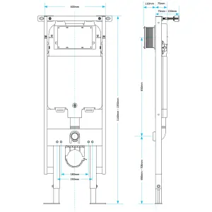 Rimless Wall Hung Toilet & Soft Close Seat with Viva Concealed Cistern Frame Set - Gloss Chrome Flush Plate