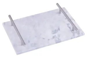 Maison by Premier Marmore Grey Marble Tray With Silver Handles