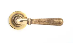 From The Anvil Aged Brass Hammered Newbury Lever on Rose Set (Plain)