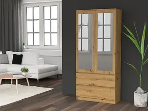 SS-90 Malwa Mirror Wardrobe Artisan Oak